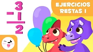 Ejercicios de Restas - Aprende a restar con Dino y Saury - Matemáticas para niños