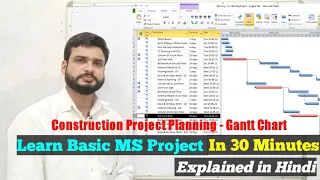 How to Prepare Construction Planning Schedule and Gantt Chart on MS Project - MSP Tutorial in Hindi