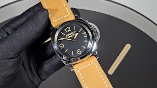 Panerai Bespoke Strap "Tan Reconstruction" Thick with Flat Razor Buckle on PAM00372 Luminor 4K