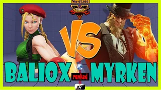 SFV Champion Edition 🌟 Baliox (cammy) VS (G) Myrken 🌟 Street Fighter V 🌟