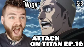 ERWIN!!! NOOO!!! | ATTACK ON TITAN EPISODE 16 | SEASON 3 | New Anime Fan! | REACTION