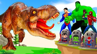 Rescue SUPERHEROES HULK Family & SPIDERMAN, SUPERMAN: GODZILLA X KONG VS Tyrannosaurus Indominus Rex