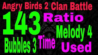 Angry Birds 2 Clan Battle Today 10 feb 2024 (Ratio 143) Bubbles 3 & Melody 4 Time Used Rooms 13 #Ab2