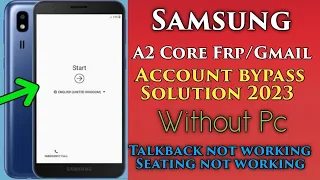 Samsung A2 Core Bypass Google Account Lock/Frp Unlock Without Pc 2023