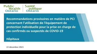 L’utilisation de l’ÉPI pour la prise en charge de cas confirmés ou suspectés de COVID-19 – hôpitaux