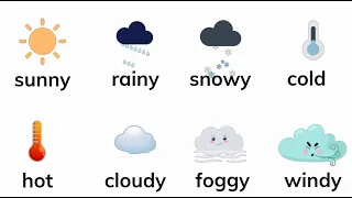 Weather| Vocabulary for kids | Flashcards with sentences | Learn English