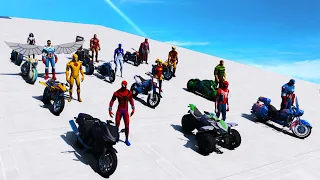 Superheroes SpiderMan and Moto Сhallenge ! Опасная гонка Супер героев Флэш и другие ! GTA V Mods