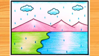 Rainy Season Drawing /How to Draw Rainy Day Drawing Very Easy Step by Step /Simple Rainy Day Drawing