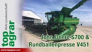 Markteinführung: John Deere S700 Mähdrescher und V451 Rundballenpresse