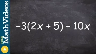 How to apply distributive property then simplify the expression by combining like terms