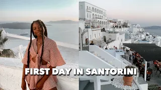 SANTORINI DAY 1: airbnb tour, exploring fira, getting my first souvenir + first sunset on the island