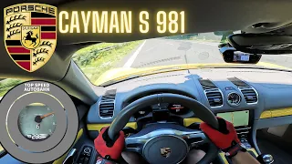 PORSCHE CAYMAN S 981 TOP SPEED DRIVE ON GERMAN AUTOBAHN 0-100 and 100-200 TIME