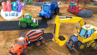 Veículos De Construção 🚛 Escavadeira, Caminhoes | Música infantil e desenhos animados - HeyKids