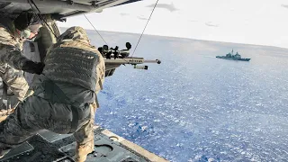 US Snipers Fire With Insane Precision at Targets From Helicopter