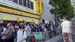 Crowds Gather Outside Tokyo Stadium Ahead of Olympic Games Opening Ceremony