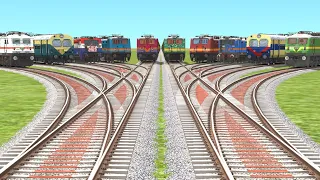 10 TRAIN CROSSING ON BOTH CURVED BUMPY RAILROAD | Electric Train | Shatabdi Express | Train Videos