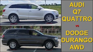 SLIP TEST - Audi Q7 3.0 TDI Quattro vs Dodge Durango 3.6 V6 AWD - @4x4.tests.on.rollers