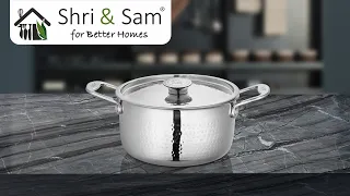 Stainless Steel Heavy Weight Hammered Casserole with SS Lid Platinum Cookware (Unboxing)