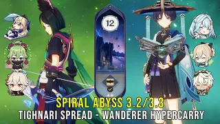 C0 Tighnari Spread and C0 Wanderer Hypercarry - Genshin Impact Abyss 3.2/3.3 - Floor 12 9 Stars