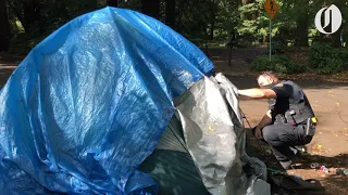 A tour through Portland homeless camps near Laurelhurst Park with police officer