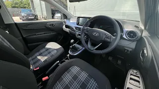 Inside a 2023 Hyundai i10 Premium with Tartan Seats MY24 Aurora Grey