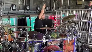 Jay Weinberg  (Drum Tech Justin Nace soundchecking) Knotfest Oct 7th 2022