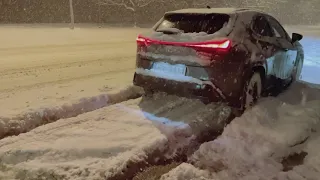 Lexus UX250h AWD in deep snow