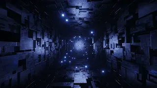 4K Animation. VJ Loop. A dark room filled with squares. Infinitely looped animation