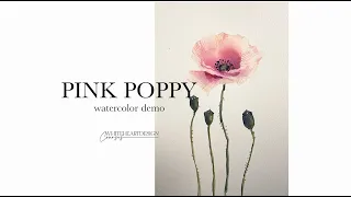 Watercolor Floral Painting Demo - Pink Poppy