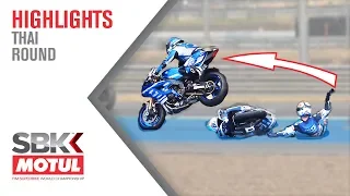 Perolari FLIES OVER Badovini's Crashed Bike! | Thai Round 2019 | WorldSBK