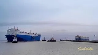 Emden External Port ship traffic tugs car carrier merchant vessels time lapse Emder Hafen Zeitraffer