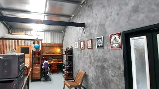 Building my Shed Bar Room with a Faux Concrete look Wall- Forme Industrious