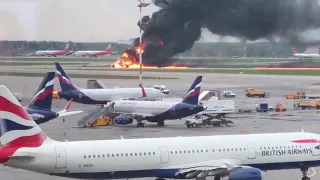 RAW VIDEO: Russian jet in flames on Moscow runway