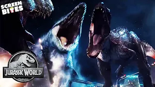 T-Rex vs Indominus Rex | Final Battle | Jurassic World (2015) | Screen Bites