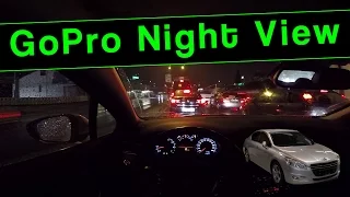 GoPro 4 Night Test | POV driving in rain, Peugeot 508 Allure