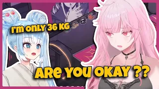 Calli and Kiara are surprised by Kobo's weight【Hololive EN Sub】