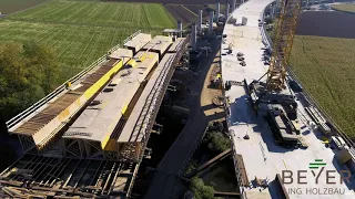 Sonderschalung Wehretalbrücke der A44 bei Wehretal-Reichensachsen Mega Baustelle 4k Drohne