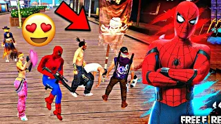 RETO: CAZANDO INTERESADAS CON LA SKIN DE SPIDER-MAN EN ZONA SOCIAL *SI QUE ME AMAN* FREE FIRE!!