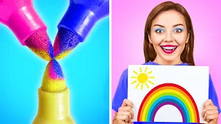 🌈 ULTIMATE ART CHALLENGE 😱 Wer zeichnet es besser? Farben mischen und Hacks von 123 GO! TRENDS