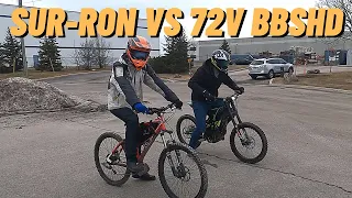 Sur ron vs 72v Bafang BBSHD Race!
