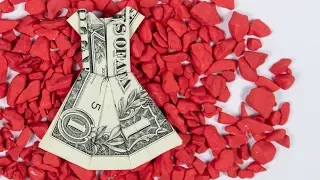 Money gift idea: Wedding dress, dollar bill origami tutorial