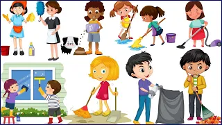 Household chores vocabulary for kids | Educational Videos For Kids | Daily Routines | kids must know