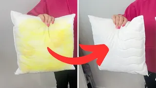 Yellow stains from the pillow will disappear. No bleach