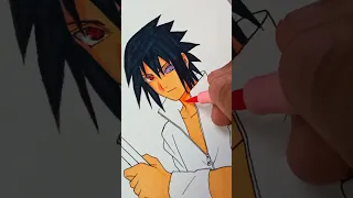 Drawing Sasuke Uchiha ✨ Doms Brush pen ✨ #shorts #naruto #youtubeshorts