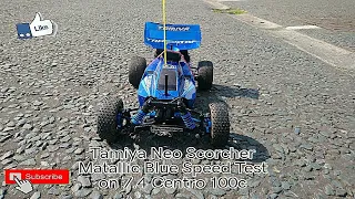 Tamiya Neo Scorcher Matallic Blue Speed Test on 7.4 Centro 100c