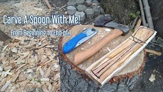 Carve A Cooking Spoon With Me! Beginning to End pt.1 #greenwoodworking #diy #woodenspoon