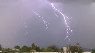 Monsoon 2015 - August 11, Tucson Arizona.  Electrifying thunderstorm strikes at dusk..
