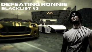 Need For Speed : Most Wanted | Defeating Roniie | blacklist No. 3 | Gallardo Vs DB 9