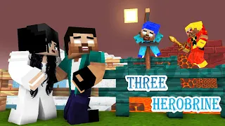 MONSTER SHOOL : THREE HEROBRINE (XDJAMES, ICE, FIRE) - MINECRAFT ANIMATION