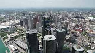 Detroit Renaissance Center Drone Shot